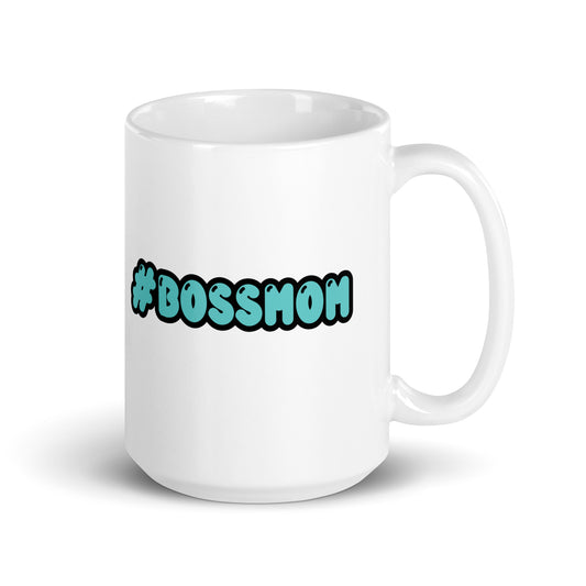 #BOSSMOM TEAL - White glossy mug