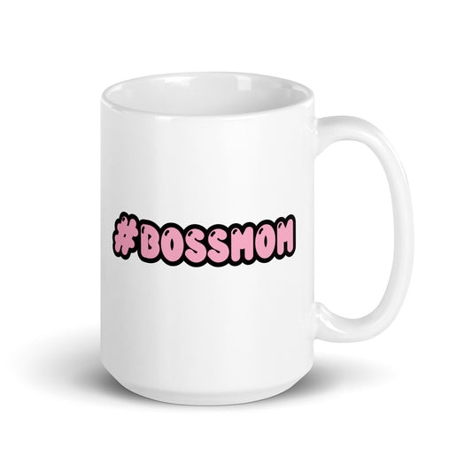 #BOSSMOM PINK - White glossy mug